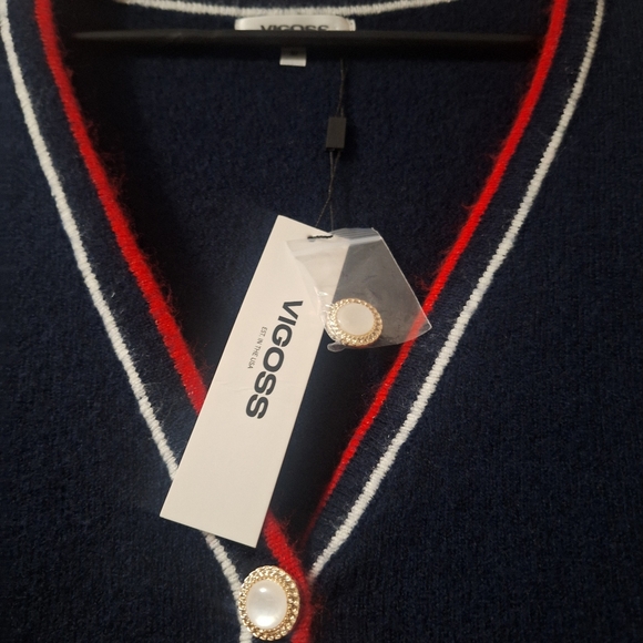 NWT Vigoos Navy Blue Cardigan Size L - Picture 3 of 9